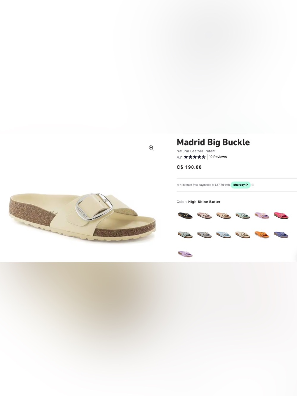 Birkenstock Madrid Big Buckle Natural Leather Patent - Picture 2 of 5